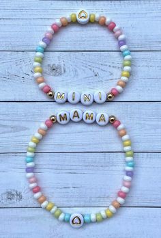 Mom And Daughter Bracelets Diy, Mom Bead Bracelets, Mother’s Day Braclet, Stacked Beaded Bracelets, Mother's Day Bracelet, Mother Daughter Bracelets, Mini Bracelet, Preppy Bracelets, Mama And Mini