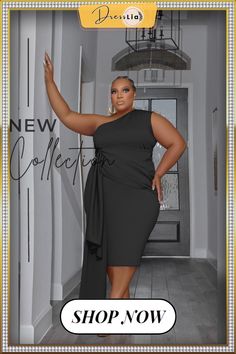 Skew Collar Sleeveless Irregular Plus Size Dresses Formal Dresses For Plus Size Women, Plus Size Black Tie Event Dresses, Flattering Dress Styles, Black Tie Event Dresses, Calf Sleeve, Plus Size Cocktail Dresses, Plus Size Formal, Black Tie Event, Elegant Dining