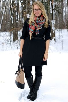 18 Chic Teacher Outfits For School In 2024 Black Dress Denim Jacket Outfit, Dress Denim Jacket Outfit, Black Dress Denim Jacket, Dress Fall Outfits, Dress Denim Jacket, How To Wear A Blanket Scarf, Black Dress Outfit Casual, Snow Day Outfit, Outfit Boots