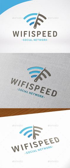 the logo for wifi speed is shown in three different colors and font styles, including blue