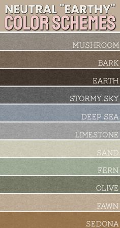 the color scheme for neutral earthy colors is shown in different shades and font styles