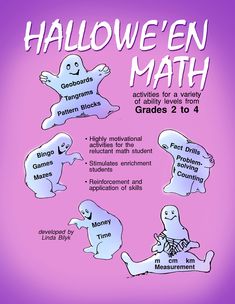 halloween math worksheets for grade 2 to 4 with ghost characters and text on purple background