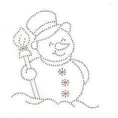 a snowman is shown in the shape of a cross stitch pattern, with dots on it