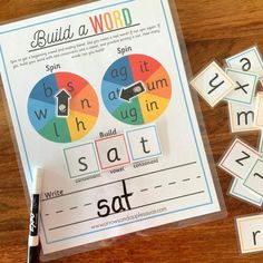 C.V.C. Words Printable Build A Word Game - Arrows And Applesauce Cvc Reading, Printable Word Games, Phonics Activity, Sight Words Printables, Busy Binder, Practice Reading, Phonics Games, Reading Games, Spinning Wheels