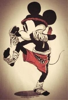 a drawing of mickey mouse in red shorts