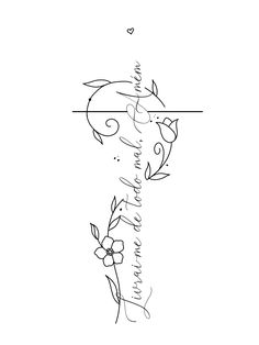 the back side of a tattoo design with flowers and leaves on it, in black ink