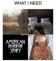 an american horror story is shown in this collage with the caption what i need