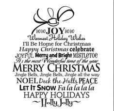 a black and white christmas ornament with words