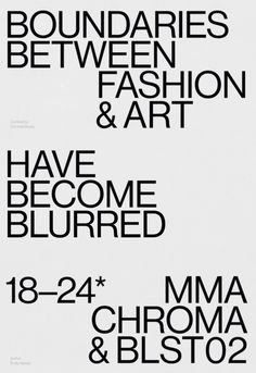 an advertisement for fashion and art, with the words boundaries between fashion and art on it