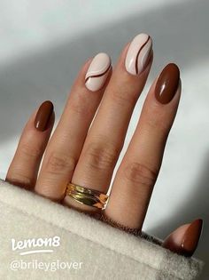 Fall Gel Nails, Cute Nails For Fall, Her Nails, Round Nails, Brown Nails, Chic Nails, Short Acrylic Nails, Acrylic Nail Designs, Trendy Nails