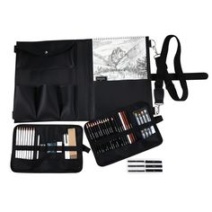 an artist's kit is shown with its contents