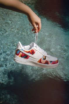 Colorful Flowers Custom Air Force 1-shecustomize Rainbow Nikes, Shoe Artwork, Nike Air Force 1s, Air Force 1s, Custom Kicks, Custom Air Force 1, Custom Nikes, Womens Tie, Painted Shoes