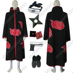 How to Make an Akatsuki Cloak. The Akatsuki mobsters are popular characters from the Naruto anime. They are known for their long, billowing black and red cloaks, which makes the cloaks popular "cosplay" garments for fans. If you are looking for a way to make your own Akatsuki cloak, you really need to have experience in sewing, especially... Naruto Halloween Costumes, Naruto Headband, Cloak Clothing, Akatsuki Cloak, Cloak Outfit, Akatsuki Cosplay, The Akatsuki, Itachi Cosplay, Cosplay Costumes For Men