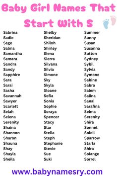 baby girl names that start with s