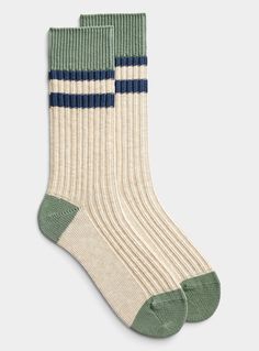 Stylish Men Wear, Mens Socks Fashion, Cabin Socks, Ribbed Socks, Stripe Socks, Men Socks, Winter Socks, Men's Socks, Casual Athletic