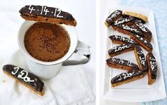 two pictures one with cookies and the other with hot chocolate in it on a plate