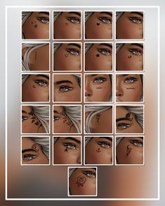 an image of many different eyes and nose tattoos on someone's face, including the upper half of their eye