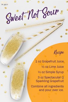 the recipe for sweet - not - sour is displayed on a white background with gold glitter