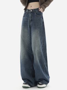 Dark Wash Vintage Baggy Boyfriend Jeans – FashionLaura Baggy Boyfriend Jeans, Jean Pocket Designs, Preppy Punk, Jeans Online Store, Street Y2k, Vintage Preppy, Vintage Punk, Street Look, Denim Trousers