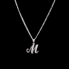 925 Sterling Silver Alphabet Letter M Pendant Necklace New Made In Mexico M Necklace Initial Silver, Letter M Initial Necklace, Letter M Pendant, M Letter Necklace, Silver Pendant Initial Necklace For Formal Occasions, Silver Formal Initial Necklace, Formal Silver Pendant Initial Necklace, Letter M Necklace, Letter S Necklace