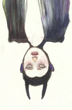 a drawing of two people with long hair and one is upside down on the ground