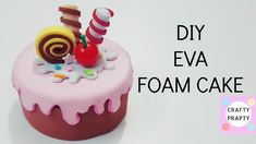 a cake with icing and decorations on it that says diy eva foam cake