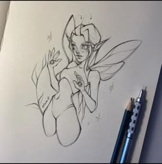 a drawing of tinkerbell from the movie tinkerbell is shown in pencil