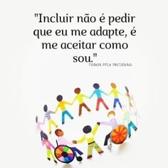 a group of people holding hands in front of a white background with the words, incluir no e pedir que