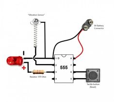 the wiring for an electric light switch with two switches and one red light on it