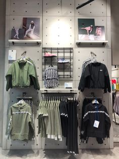 clothing on display in a retail store