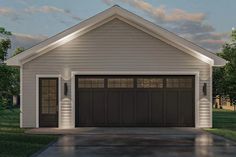 a two car garage is shown in this rendering