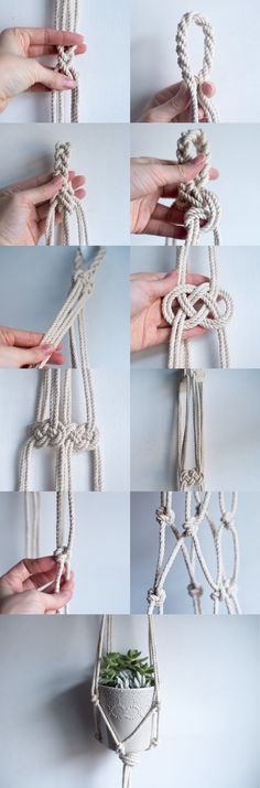 instructions to make a macrame plant hanger