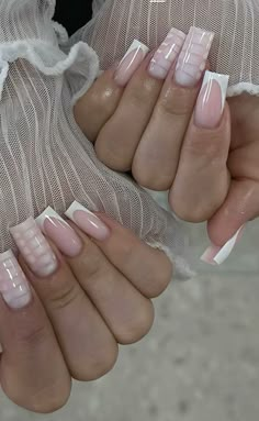 Light Blue French Tips Square, Classic Low French Tips, Light Feminine Nails, Viral Nails 2024, White Acrylic French Tip Nails, January French Tip Nails, V French Tip Nails Square, French Tip Acrylic Nails Designs, Off White French Tip Nails