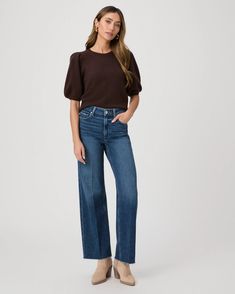 Anessa 31 Inch Wide Leg Jean - Arpeggio - PAIGE Cold Weather Style, Soft Jeans, Modest Fits, Latest Instagram, Paige Denim, Bottom Clothes, Everyday Wardrobe, Vintage Jeans, Sophisticated Style