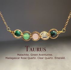 Aquarius Jewelry, Handmade Crystal Necklace, Necklace Emerald, Green Aventurine Crystal, Store Jewelry, Astrology Gift, Zodiac Necklace, Crystal Necklaces, Hippie Festival