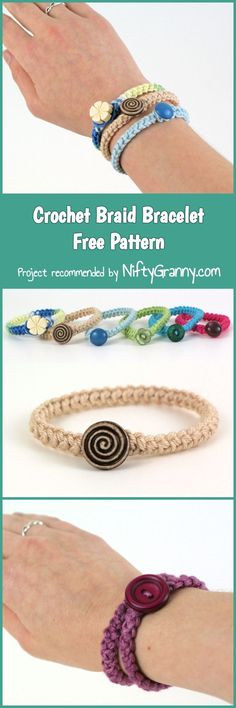 crochet braid bracelet with free pattern and instructions to make it in any size