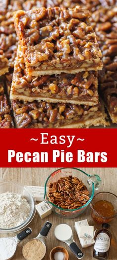 These easy Pecan Pie Bars are loaded with pecans in a homemade caramel over a shortbread crust. Add Pecan Squares to your holiday cookie platter! Pecan Deserts Easy, Pecan Pie Desserts Easy, Best Pecan Bars Ever, Dessert Recipes Pecans, Pecan Pie Bars With Pie Crust, Pecan Pie Bars Natashas Kitchen, Pecan Pie For A Crowd, Pecan Sheet Pan Pie, Pecan Cookie Bars Recipe