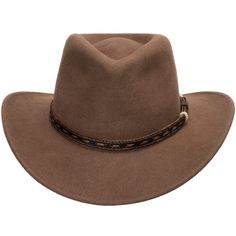 ↑ Click above to watch the video! ↑ Stay stylish with the Renegade Outback hat from our collection: 100% wool construction with a classic-shaped 3" brim. Handcrafted in the USA. The Renegade Outback hat comes with a styled braided horse hatband. It's ideal to wear on any occasion. Whether you're preparing for a social outing or getting ready to head into work. Material: 100% WoolBrim: 3"Crown: 4 1/2" teardropHatband: 5/8" braided horsehairClimate: Cold Hand-finished in the US. If your measuremen Classic Brown Flat Brim Felt Hat, Classic Flat Bill Hat For Rodeo, Classic Wide Brim Fur Felt Hat, Classic Fitted Top Hat For Outdoor, Classic Brown Fedora Hat, Classic Brown Hat For Fall, Classic Brimmed Hat For Town, Classic Brown Top Hat For Fall, Brown Wool Fedora With Flat Brim