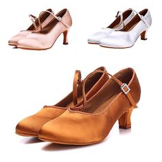 three pairs of women's shoes in different colors