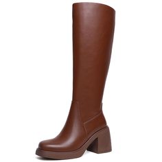 PRICES MAY VARY. 👢[Knee High Tan Boots]:Comfortable,Thick-Soled Boots Made Of High-Quality Pu Leather With A Soft Insole And A Side Zipper For Easy On And Off. ⭐[Rrown Knee High Boots For Women]:These Knee High Leather Boots For Women With Square Toe Chunky,Side Zipper,Chunky Heel Design,Simple Design,Lengthen The Leg Line. ⭐[Size]:The Heel Height Of This Knee High Boots Is 3.15 Inches,The Platform Height Is 0.79 Inches,The Barrel Length Is 15 Inches,The Upper Opening Length Is 16 Inches. ⭐[Occ Tan Tall Boots, Tall Tan Boots, Womens Thigh High Boots, High Boots For Women, Tall Brown Leather Boots, Dark Brown Boots, Boots Comfortable, Boots Square Toe, Tan Boots