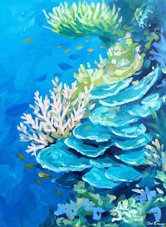 Clair Bremner, Underwater Garden, Coral Painting, Underwater Painting, Coral Art, Underwater Art, 강아지 그림, Arte Inspo, Sea Art