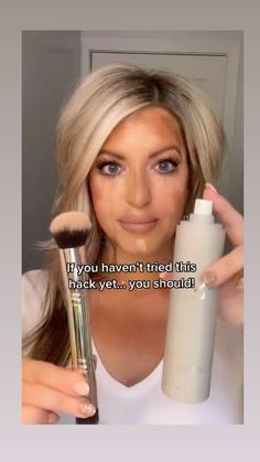 rachelbowling on Instagram: Try this hack! • This will help give your makeup staying power and blend a little easier ☺️ #beautyhacks #beautytips #makeuphacks… Makeup Artist Tips, Makeup Lessons, Face Makeup Tips, Simple Hair, Beauty Makeup Tips, Body Treatments, Makeup Foundation, Setting Spray, How To Apply Makeup