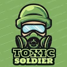 a logo with a gas mask on it and the words, toxic soldier