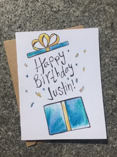 a birthday card with a gift box on it and the words happy birthday lustin