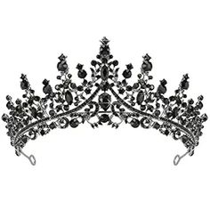 TOBATOBA Black Tiaras for Women, Black Crystal Crowns for Women, Gothic Crown Halloween Tiara Crown, Queen Crown, Black Wedding Tiara, Gothic Halloween Costumes for Women Prom Halloween Accessories Black Crystal Crown, Gothic Halloween Costumes, Bridal Crown Tiara, Gold Skies, Prom Gift