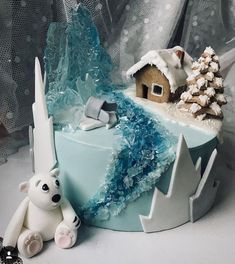 Arctic Cake, Big Birthday Cake, Snow Cake, Olaf Cake, Cake Decorating Party, Ice Party, Christmas Themed Cake, Xmas Desserts, Christmas Cake Designs