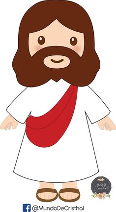 a cartoon jesus with a red scarf around his neck