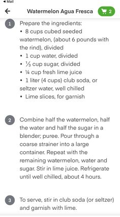 the instructions for how to use watermelon agua fresca on an iphone