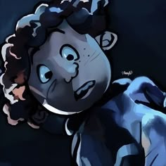 an animated image of a boy with curly hair