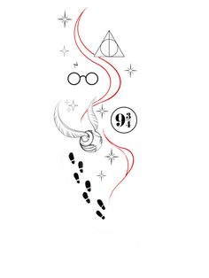 a harry potter tattoo design on the back of a woman's arm and foot